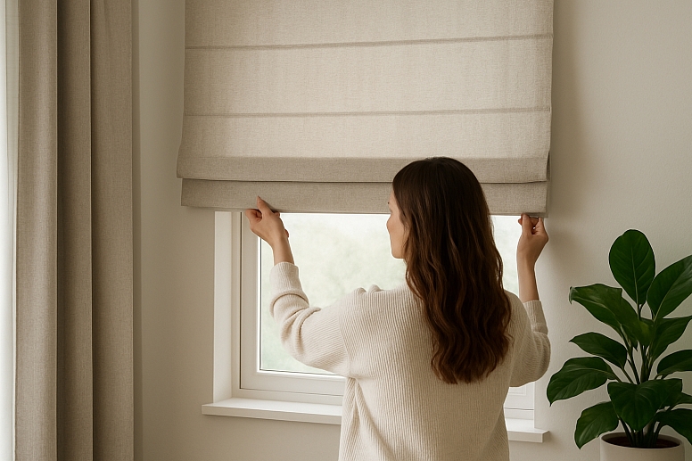 adjusting the roman shade