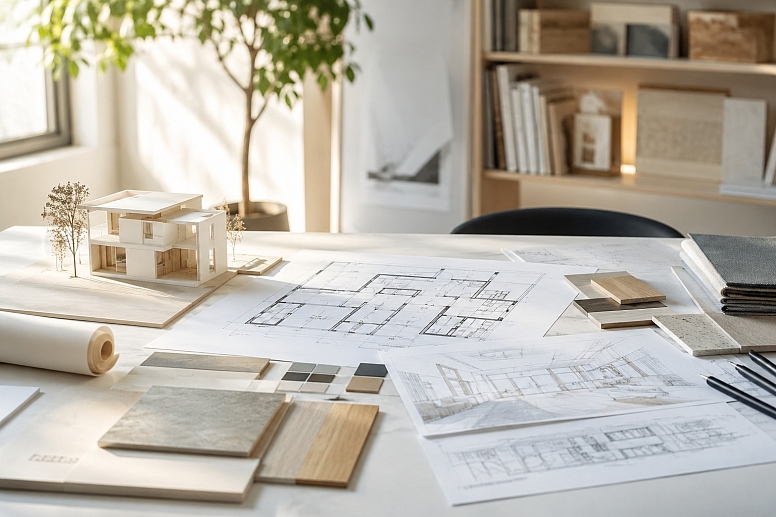 architectural design workspace in natural light