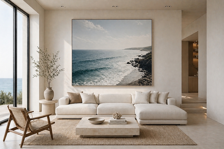 coastal minimalist living room design