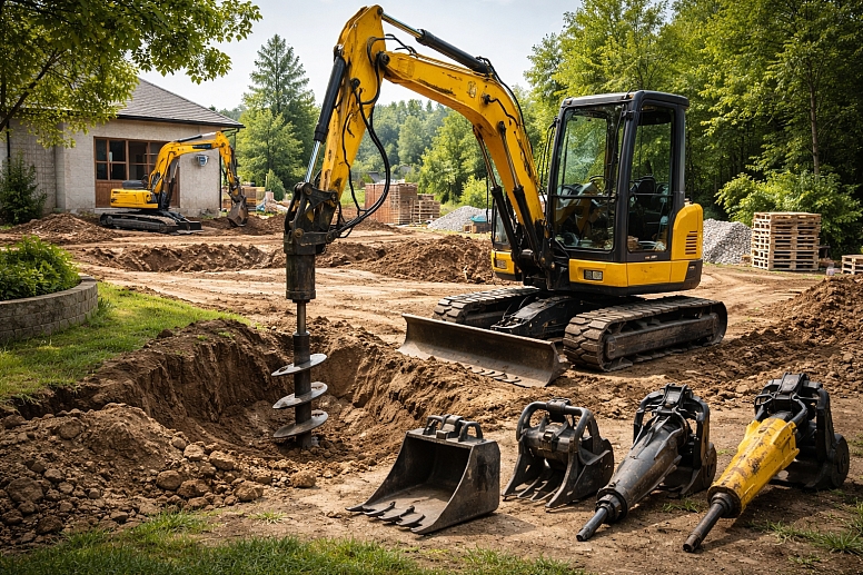 compact excavators at work
