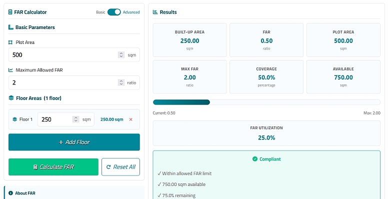 far calculator advanced mode