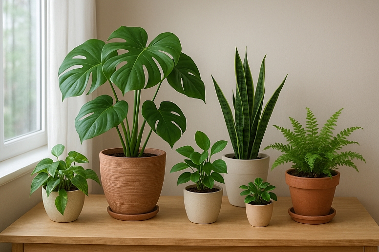 indoor greenery on sunlit windowsill