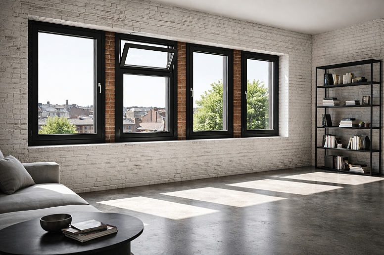 industrial loft with urban view