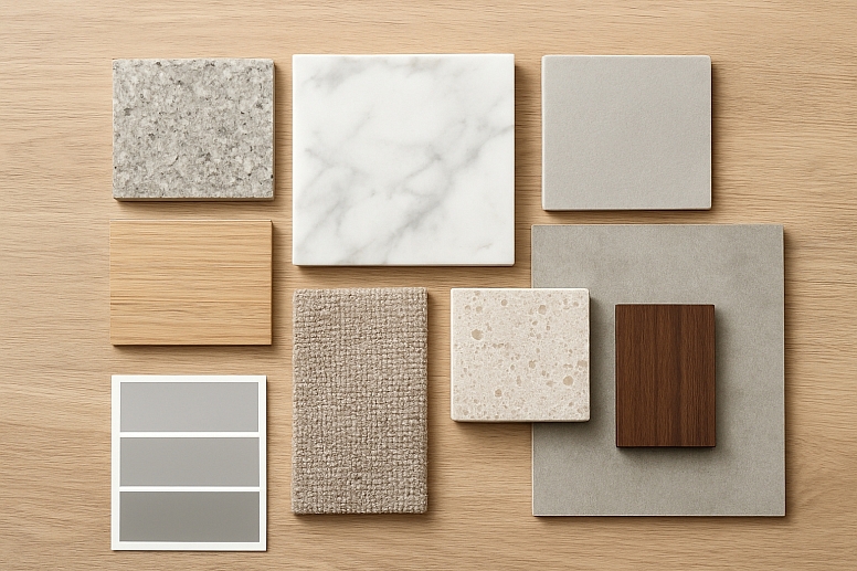 interior design material samples arrangement