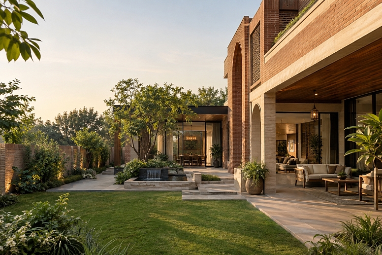 luxury courtyard with reflecting pool