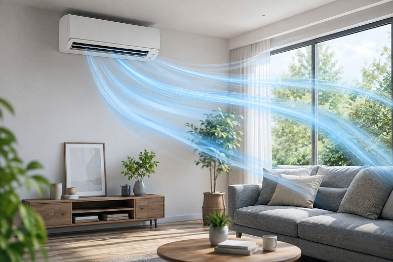 modern living room with cool airflow