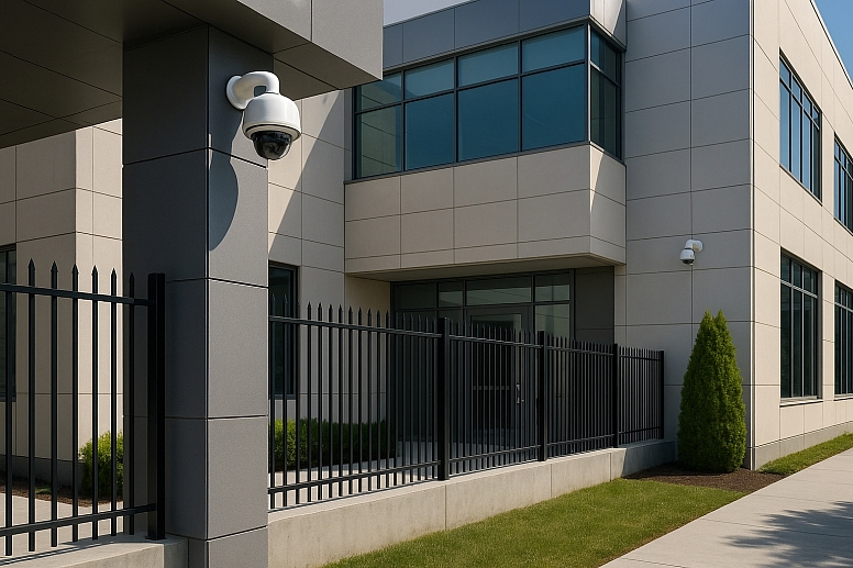 modern office building with security features