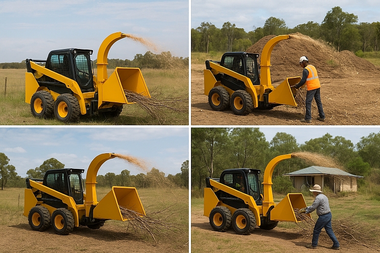 skid steer chipper in action