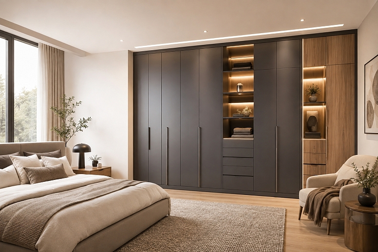warm minimalist bedroom retreat