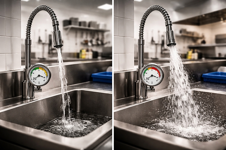water pressure extremes in kitchen sink