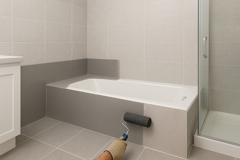 waterproofing a modern bathroom wall