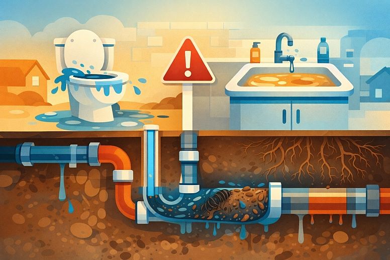 when the water is not draining away